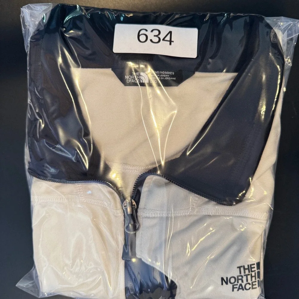 The North Face Mens Full Zip Track Jacket White/Black Color block Large